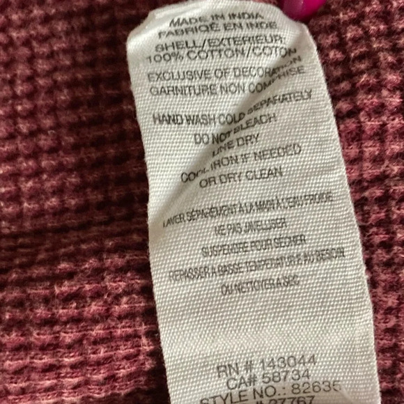 BAGATELLE COLLECTION | Burgundy Cropped Waffle Knit Overshirt / Shacket Size XS - Picture 6 of 6